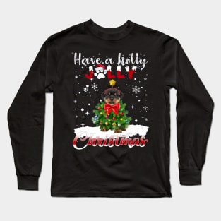 Have A Holly Jolly Christmas Rottweiler Dog Xmas Tree Long Sleeve T-Shirt